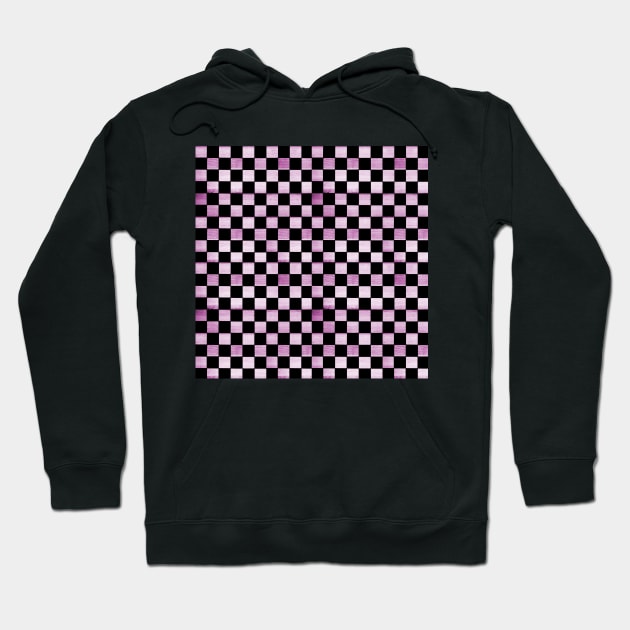 Black and Hot Pink Checkered Wood Pattern Hoodie by Lucy